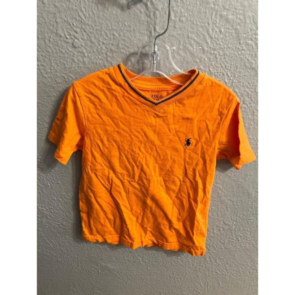 Boys orange V-neck polo Ralph Lauren short sleeve T-shirt‎ size 4T